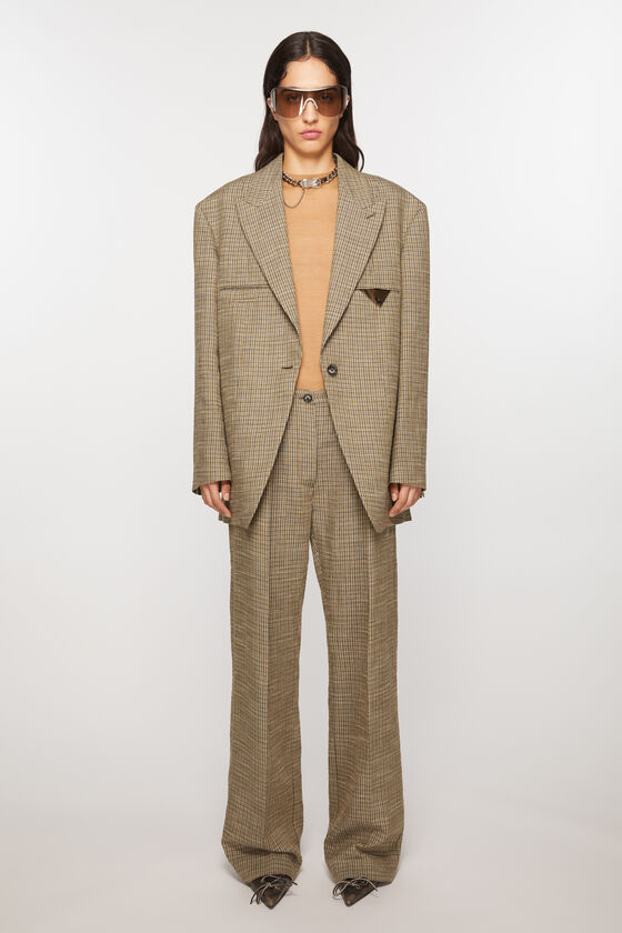 Acne Studios Striped Straight-leg Trousers In Brown