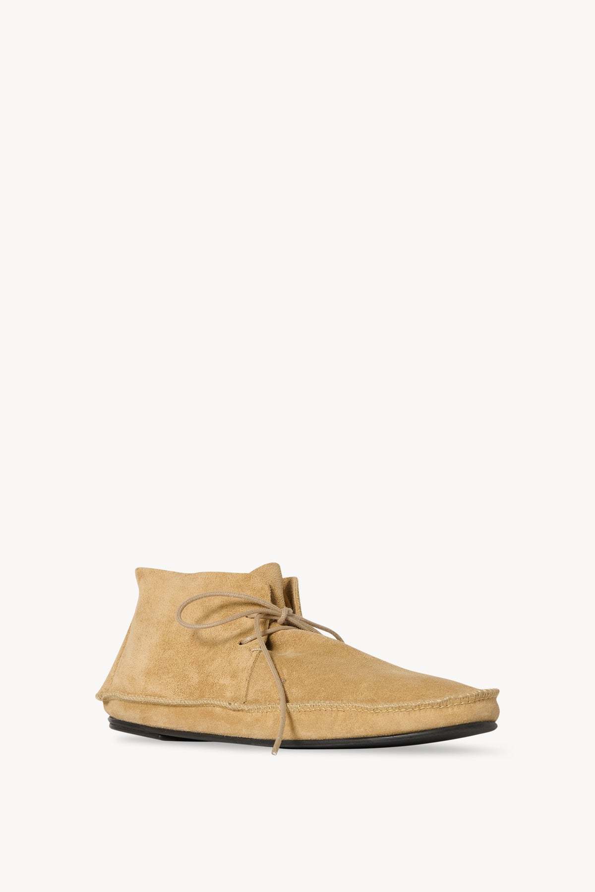 The Row Tyler Lace Up Shoe In Suede In Neutral