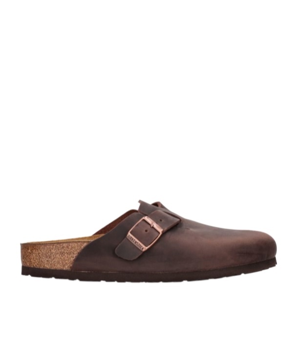 Birkenstock Leather Boston Slippers Buckle Detail