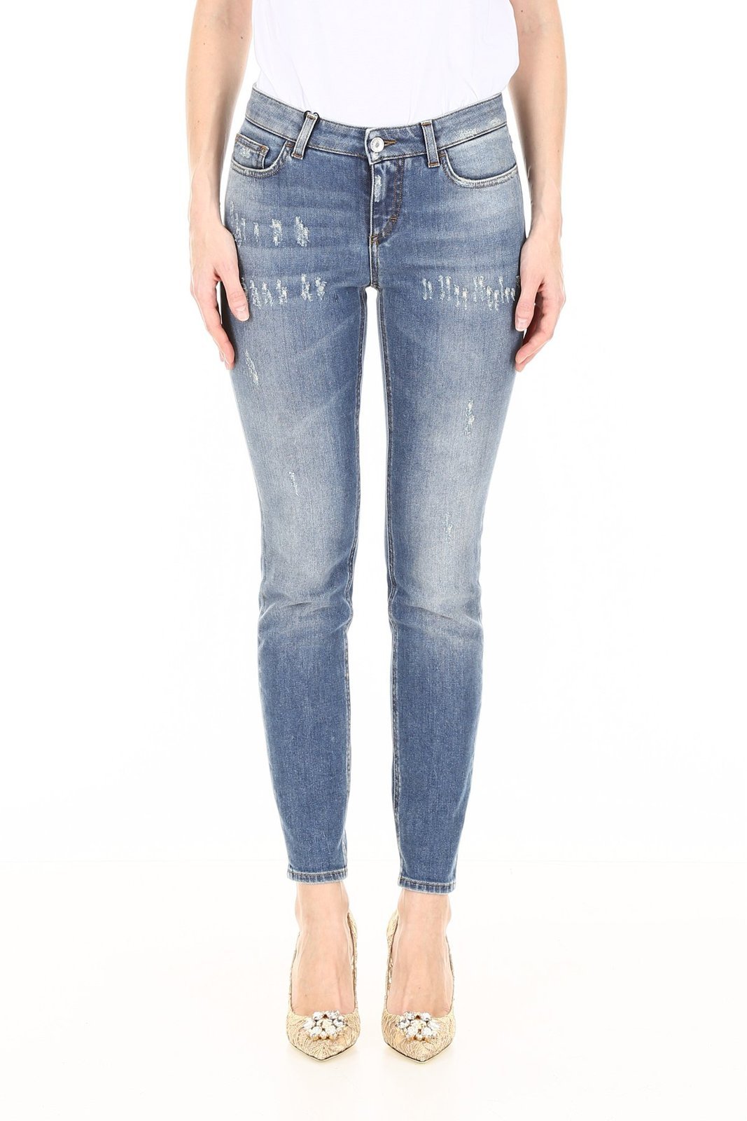 Shop Dolce & Gabbana Faded Skinny Jeans In Blue