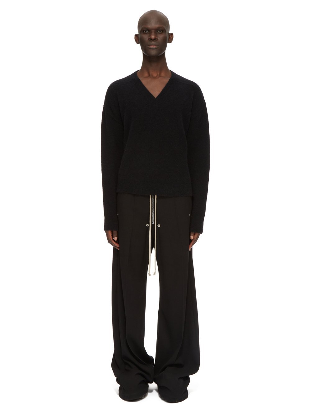 Rick Owens Men Tommy V Neck Alpaca Blend Sweater In Black