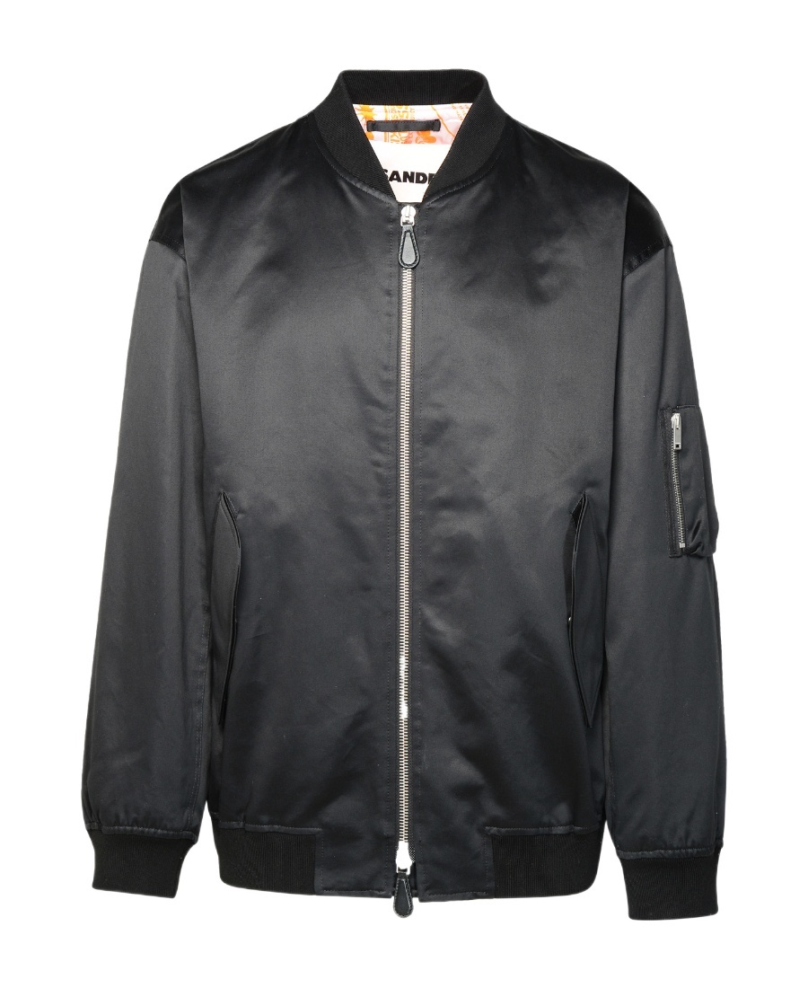 Jil Sander Bomber Jacket Utility Pocket In Black