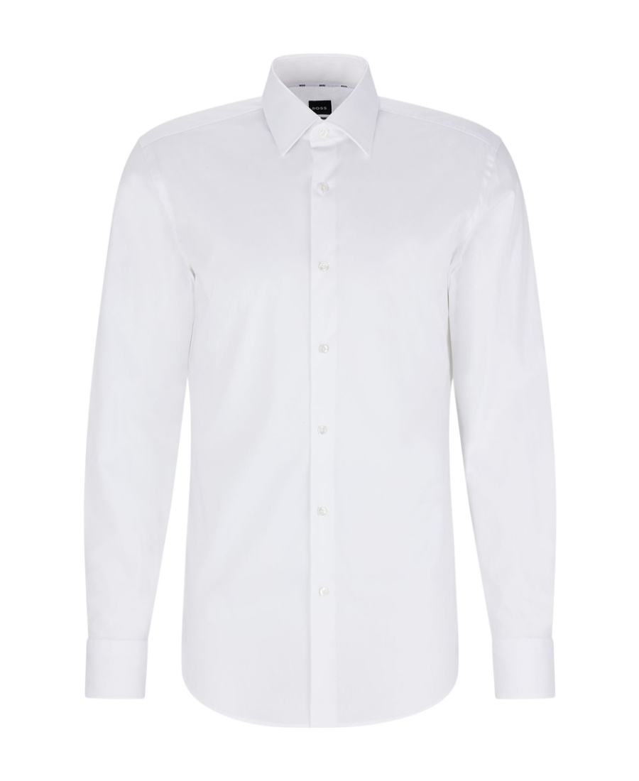 Shop Hugo Boss Hank Long-sleeve Cotton Shirt In White