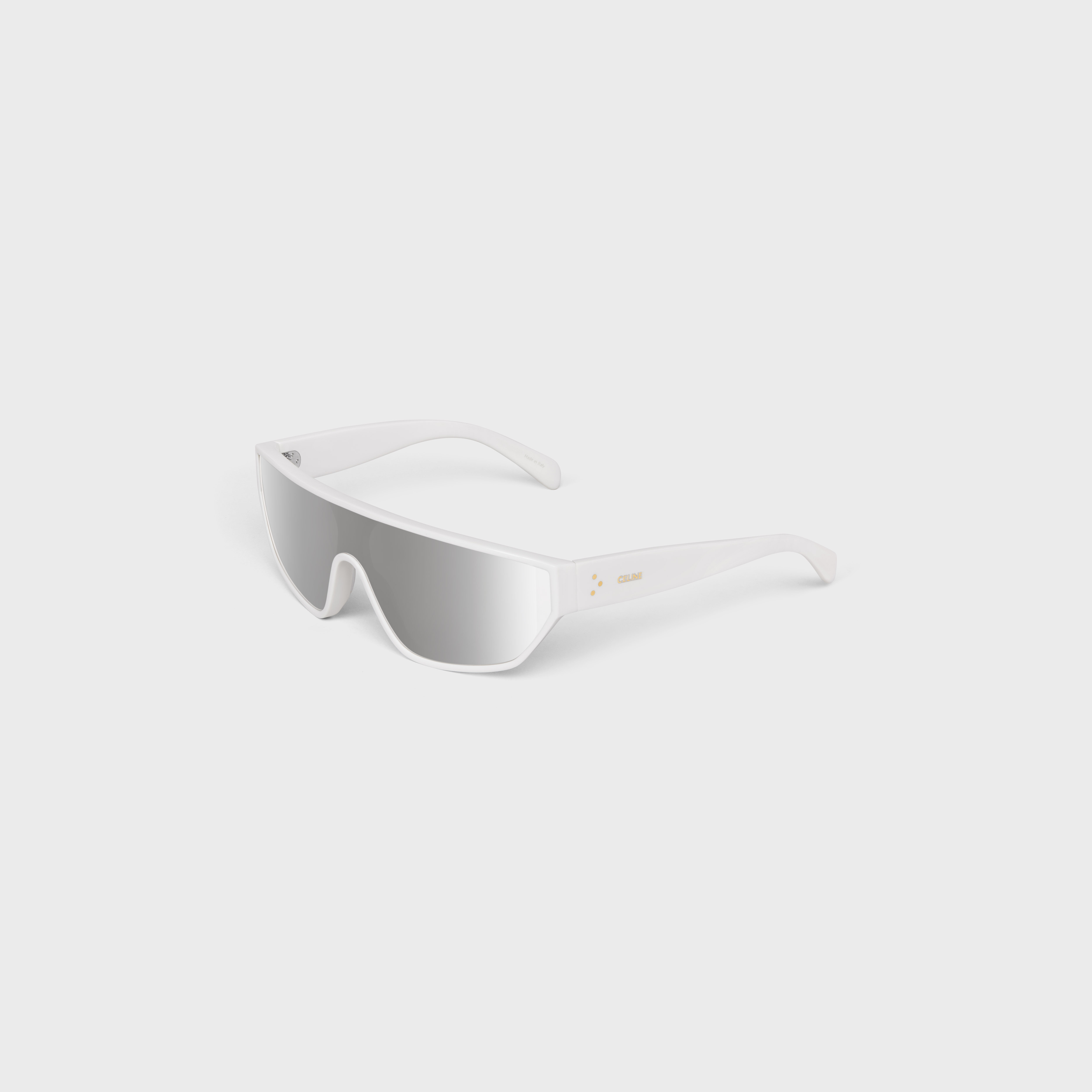 Celine Black Frame 32 Sunglasses In Acetate With Mirror Lenses In White
