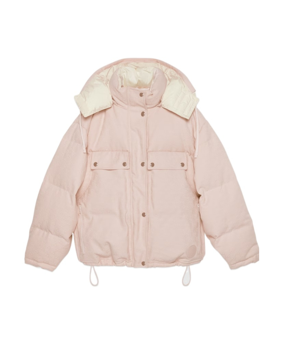 Gucci Puffer-jacke Aus Gg Baumwollcanvas In Pink