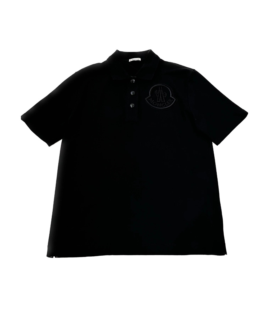 Moncler Logo Short-sleeved Polo Shirt In Black