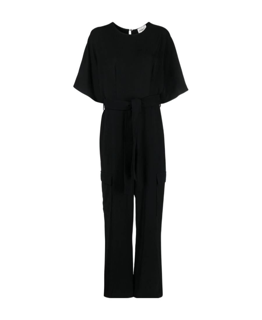 P.a.r.o.s.h Cargo Jumpsuit With Wide-leg And Belt In Black
