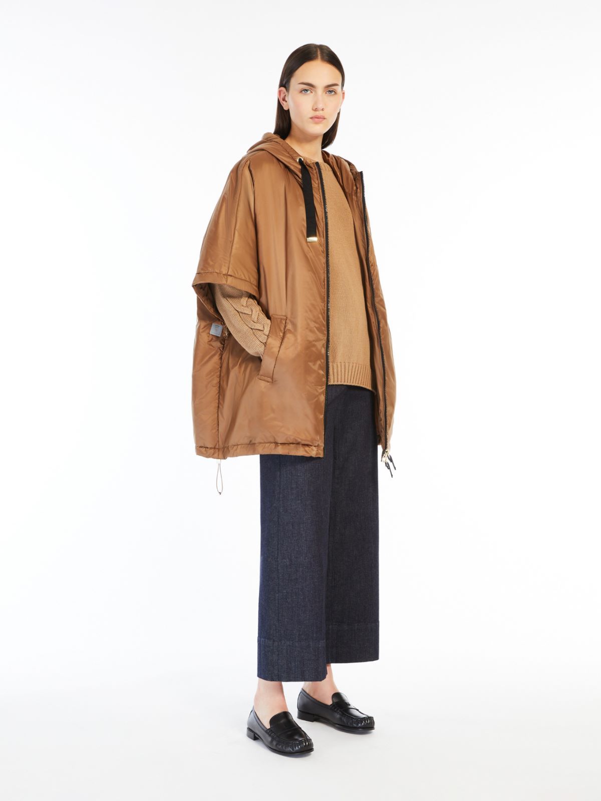 Max Mara Hooded Cotton Suit In Brown