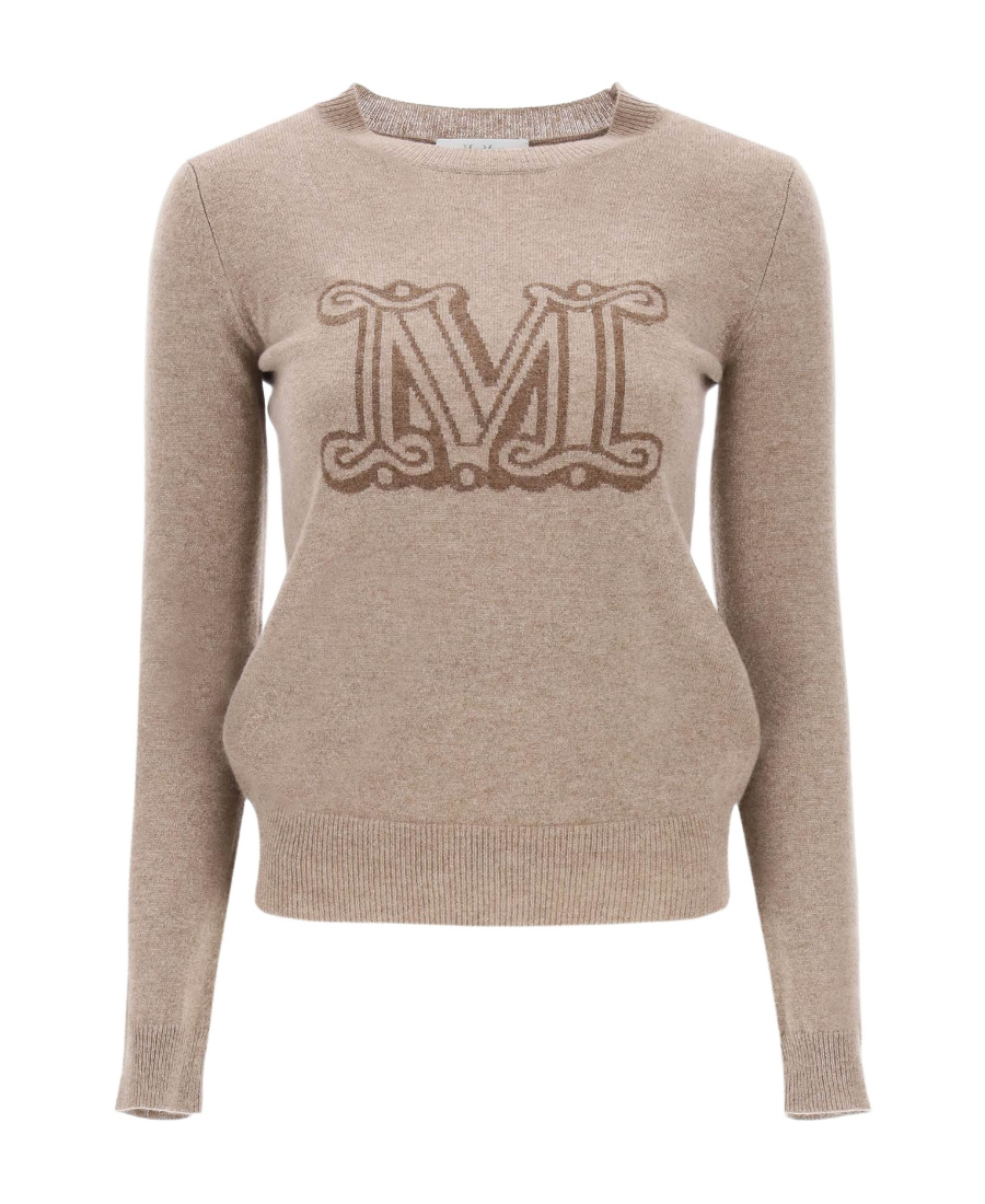 Max Mara Bimba Intarsia Cashmere Sweater In Brown