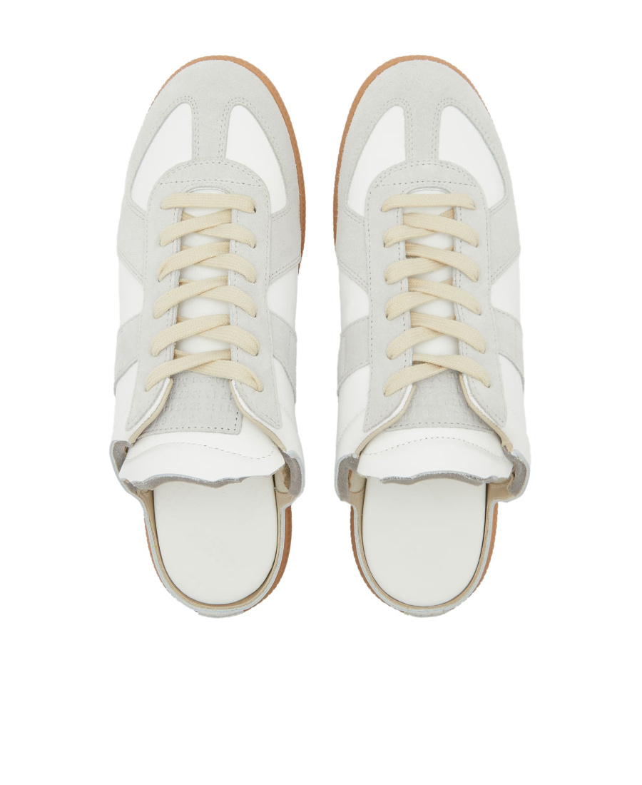 Maison Margiela Lace-up Panelled Slippers In White