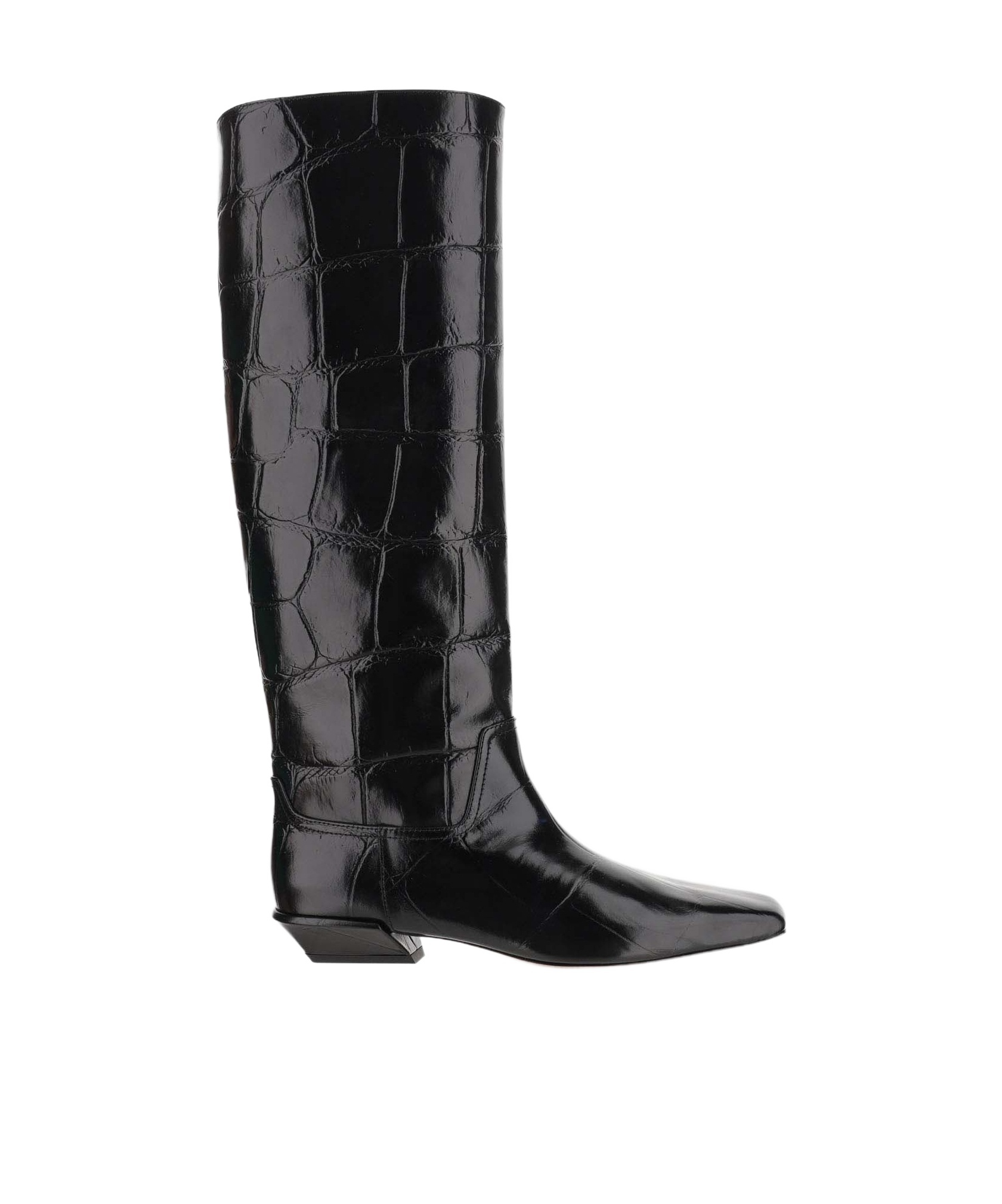 Paris Texas Bettina Croc-effect Leather Boots In Black