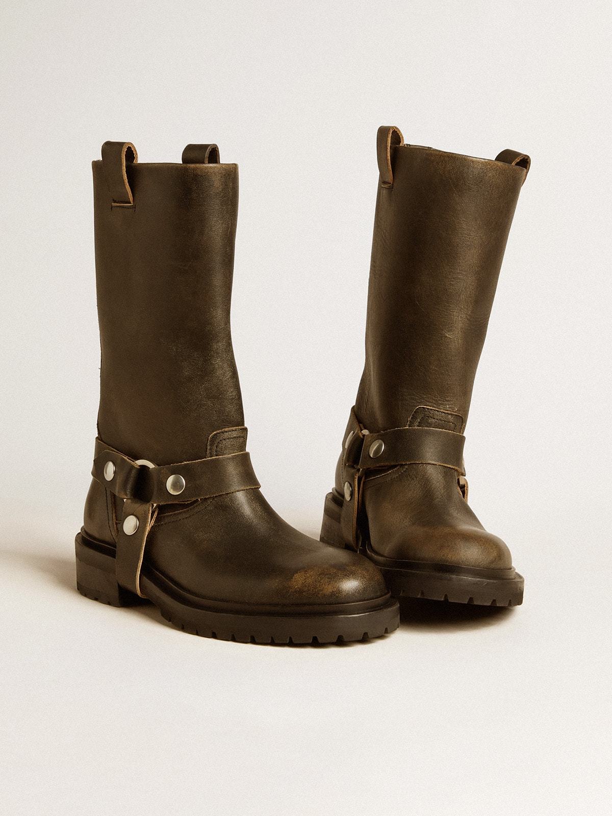 Golden Goose Kurt Distressed Leather Boots In Black