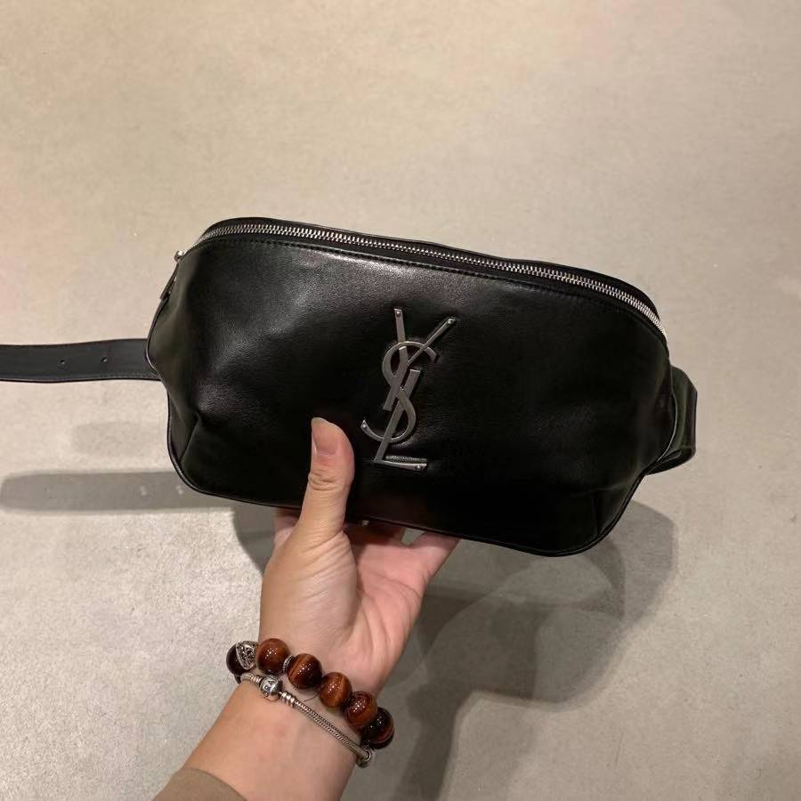 Saint Laurent Monogram Leather Belt Bag In Black