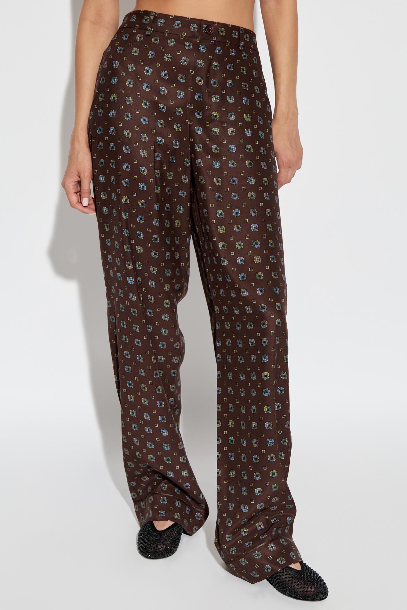 Moschino Geometric-print Trousers In Black