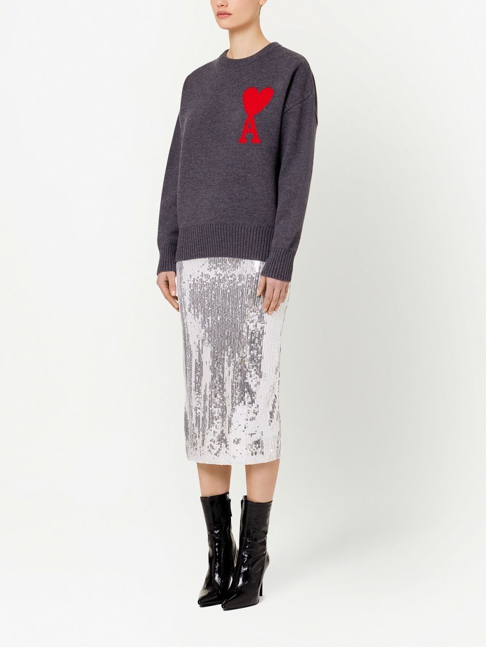 Ami Alexandre Mattiussi Ami Paris Ami De Coeur Sweater In Black