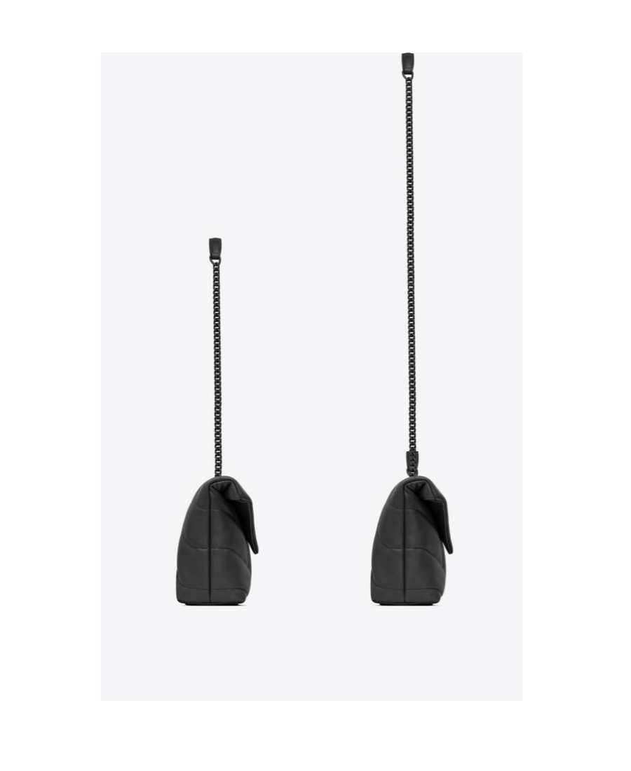 Saint Laurent Loulou Puffer Leather Shoulder Bag In Black