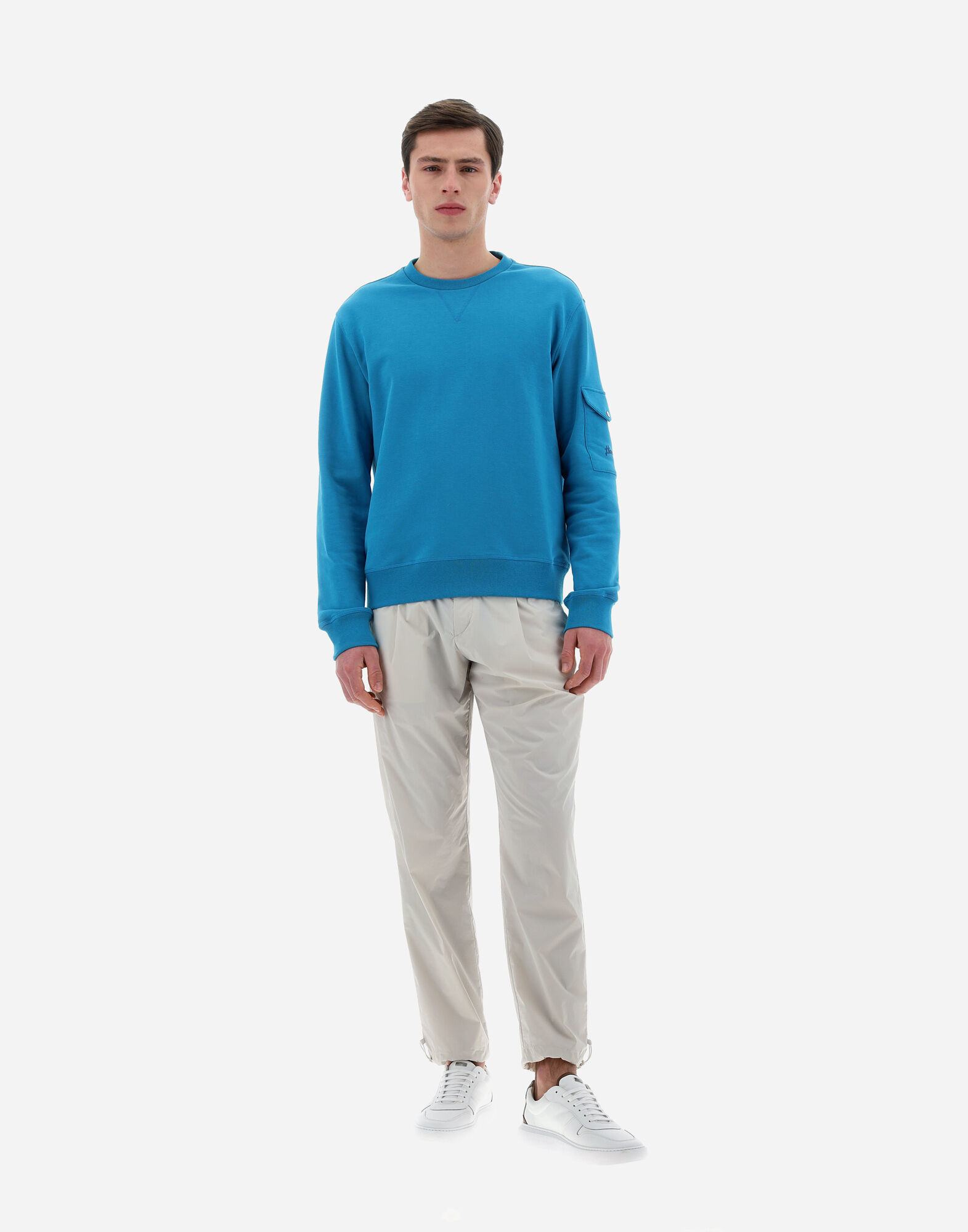 Herno Flap-pocket Detailed Crewneck Sweatshirt In Black