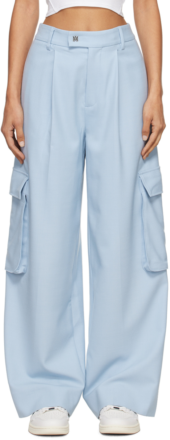 Shop Amiri Pleated Wide-leg Cargo Pants In White