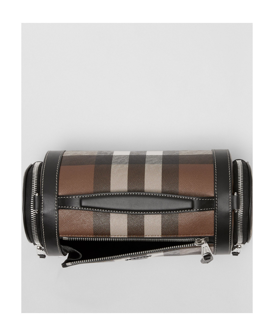 Burberry Exaggerated Check-print Leather Messenger Bag In Black