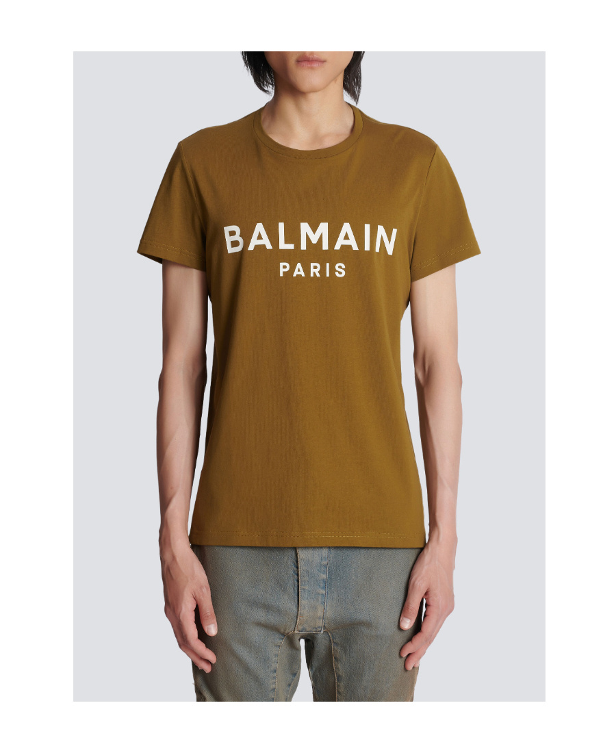 BALMAIN LOGO-PRINT COTTON T-SHIRT