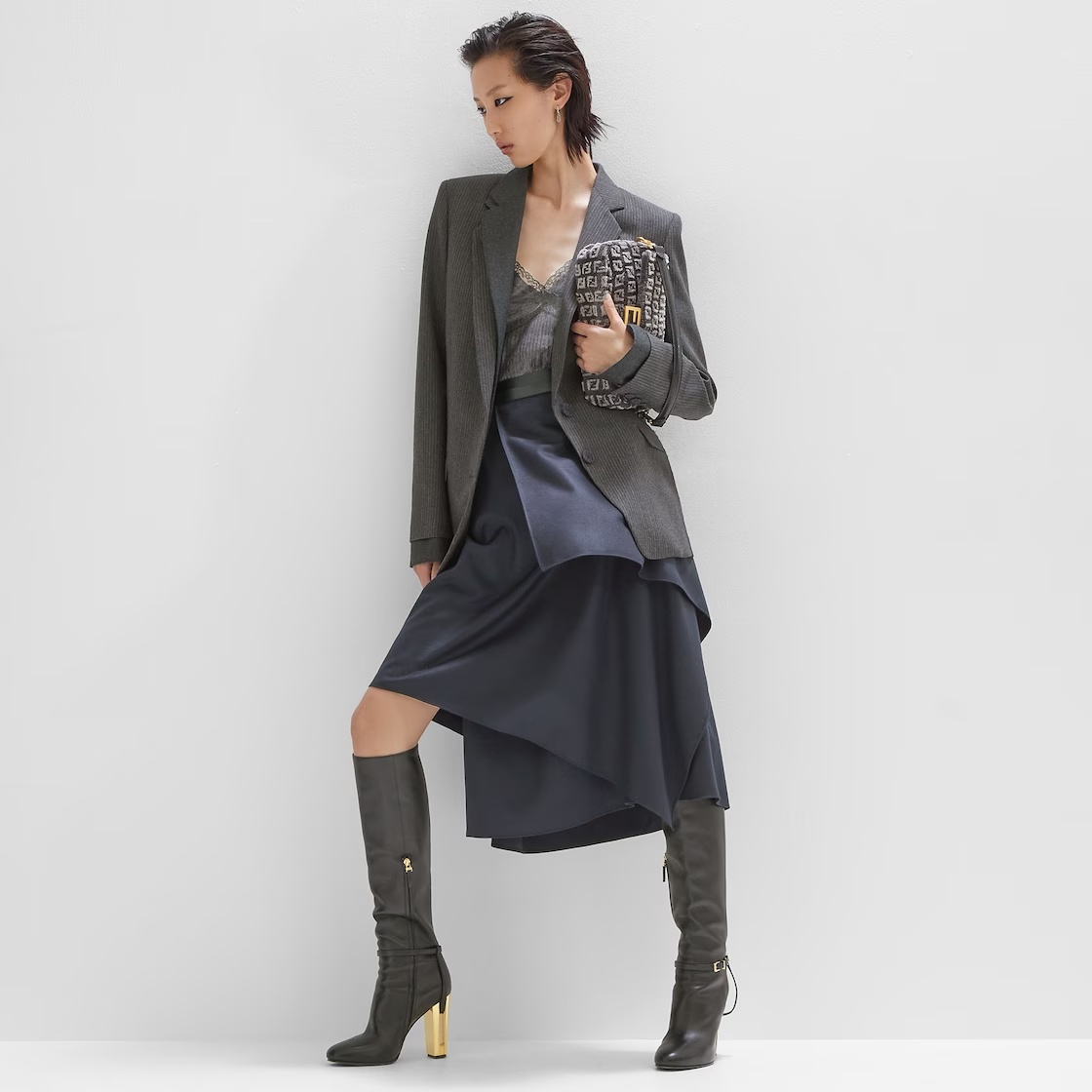 Fendi Blue Wool Skirt In Blue