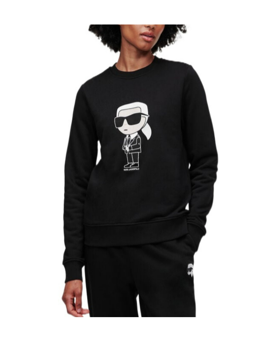 Karl Lagerfeld Ikonik Motif-patch Sweatshirt In Black