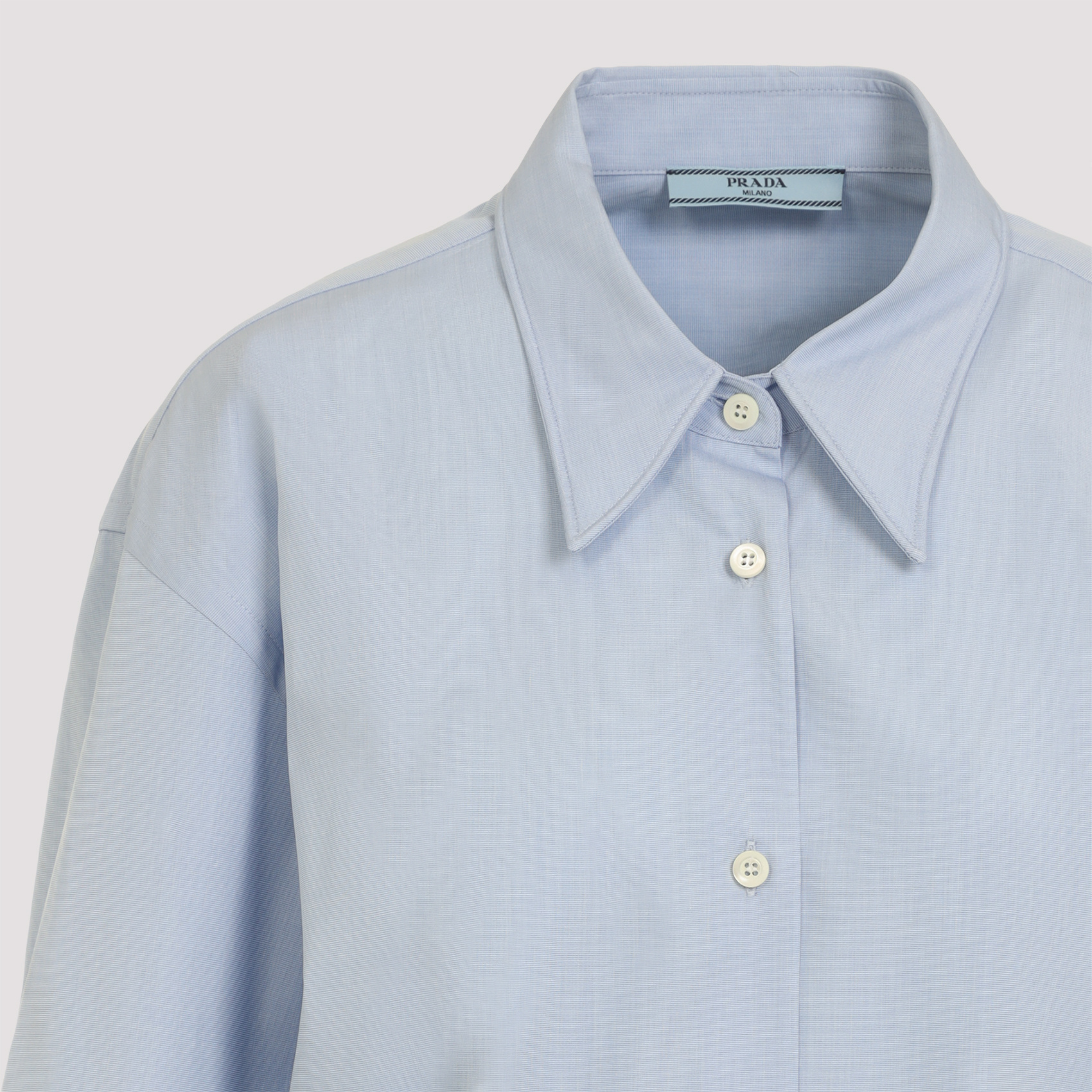 Prada Camicia In Popeline Azzurro Donna In Blue