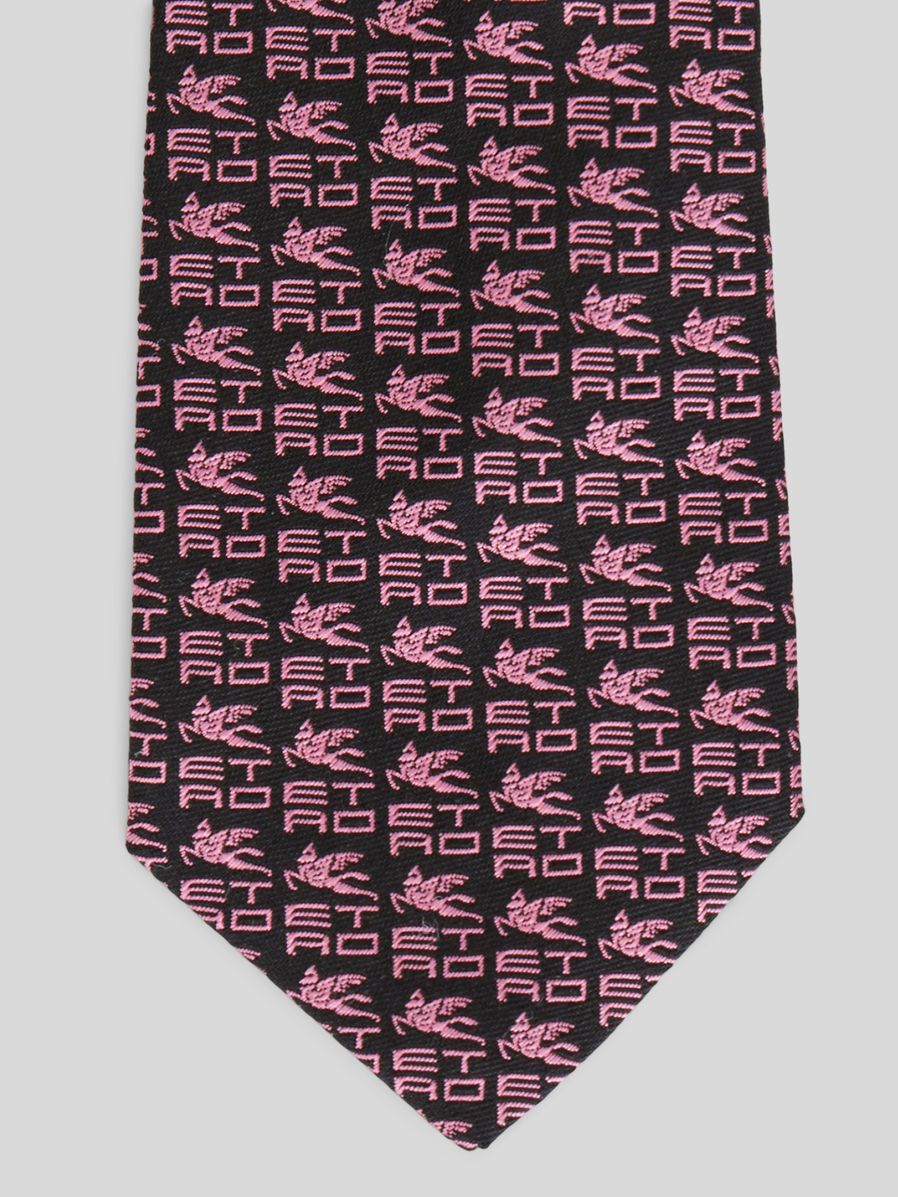 Etro Embroidered Monogram Tie In Black