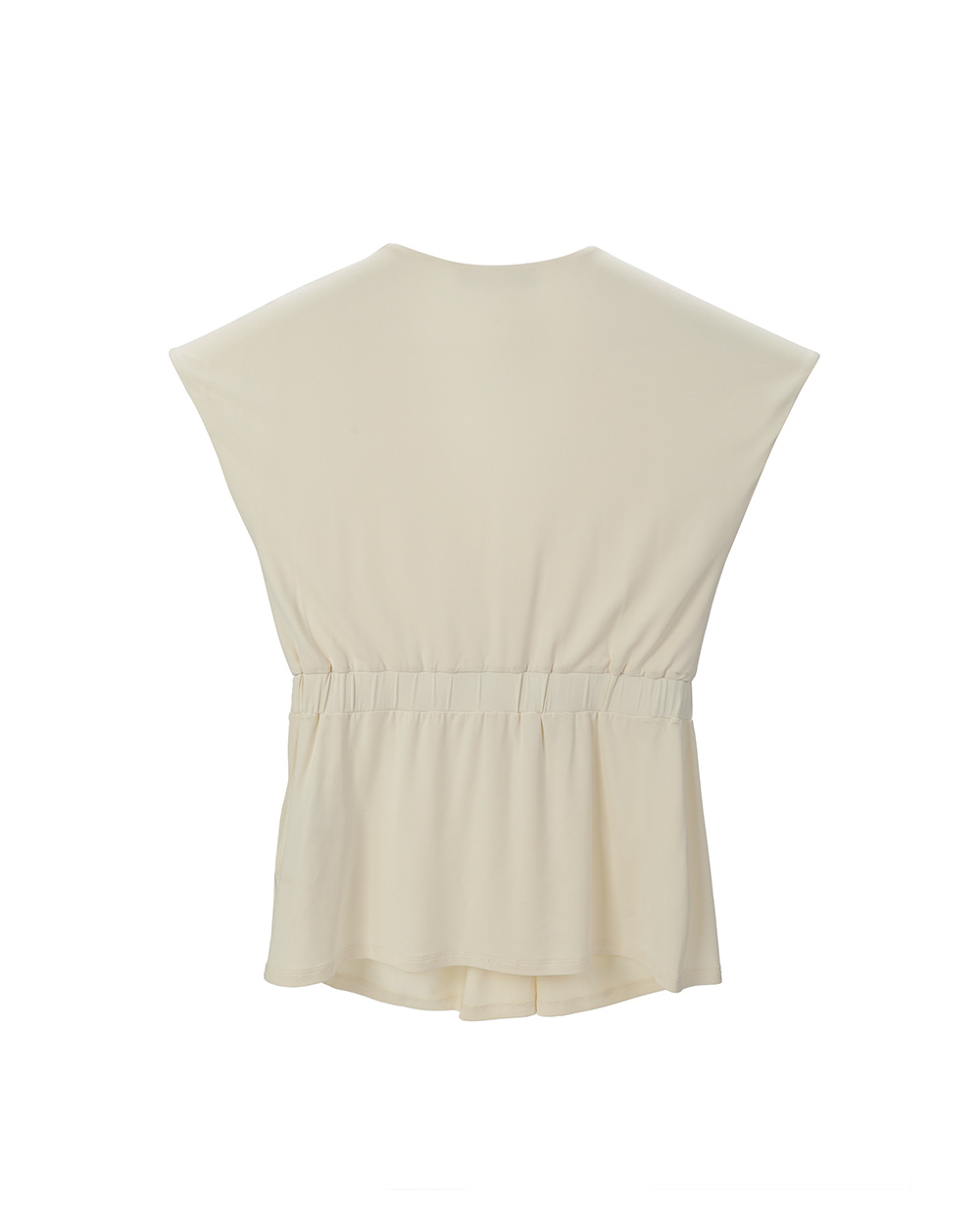 MAX MARA V COLLAR PLEATED SLEEVELESS SHORT-SLEEVED T-SHIRT