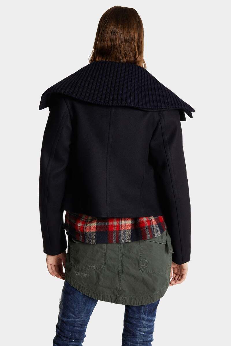 Dsquared2 Double-breasted Sailor Mini Peacoat In Black