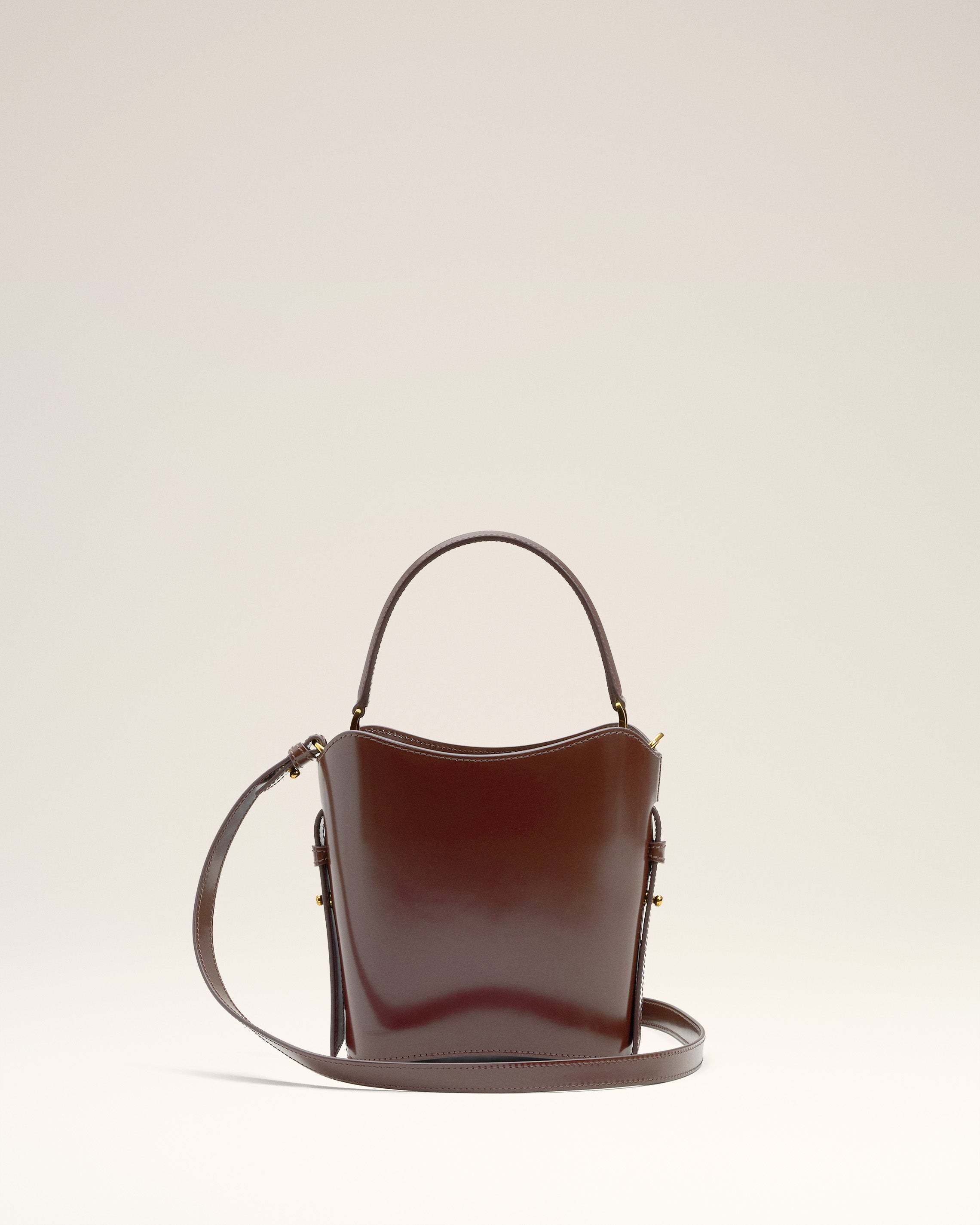 Ami Alexandre Mattiussi Ami Paris Mini Drawstring Bucket Bag In Brown