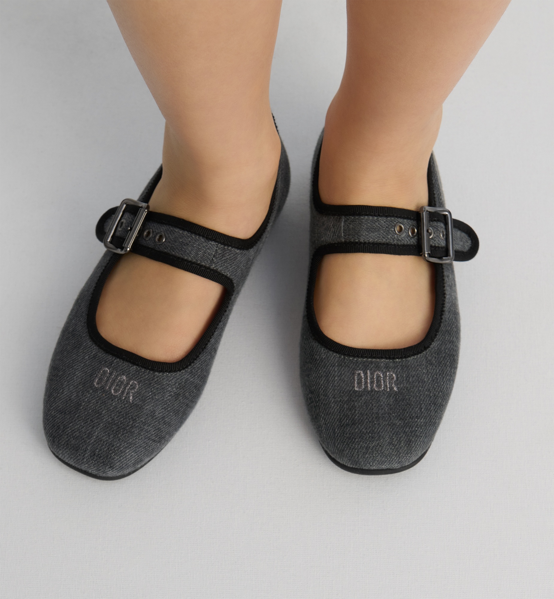 Dior Round-toed Ballet Flats In Gray