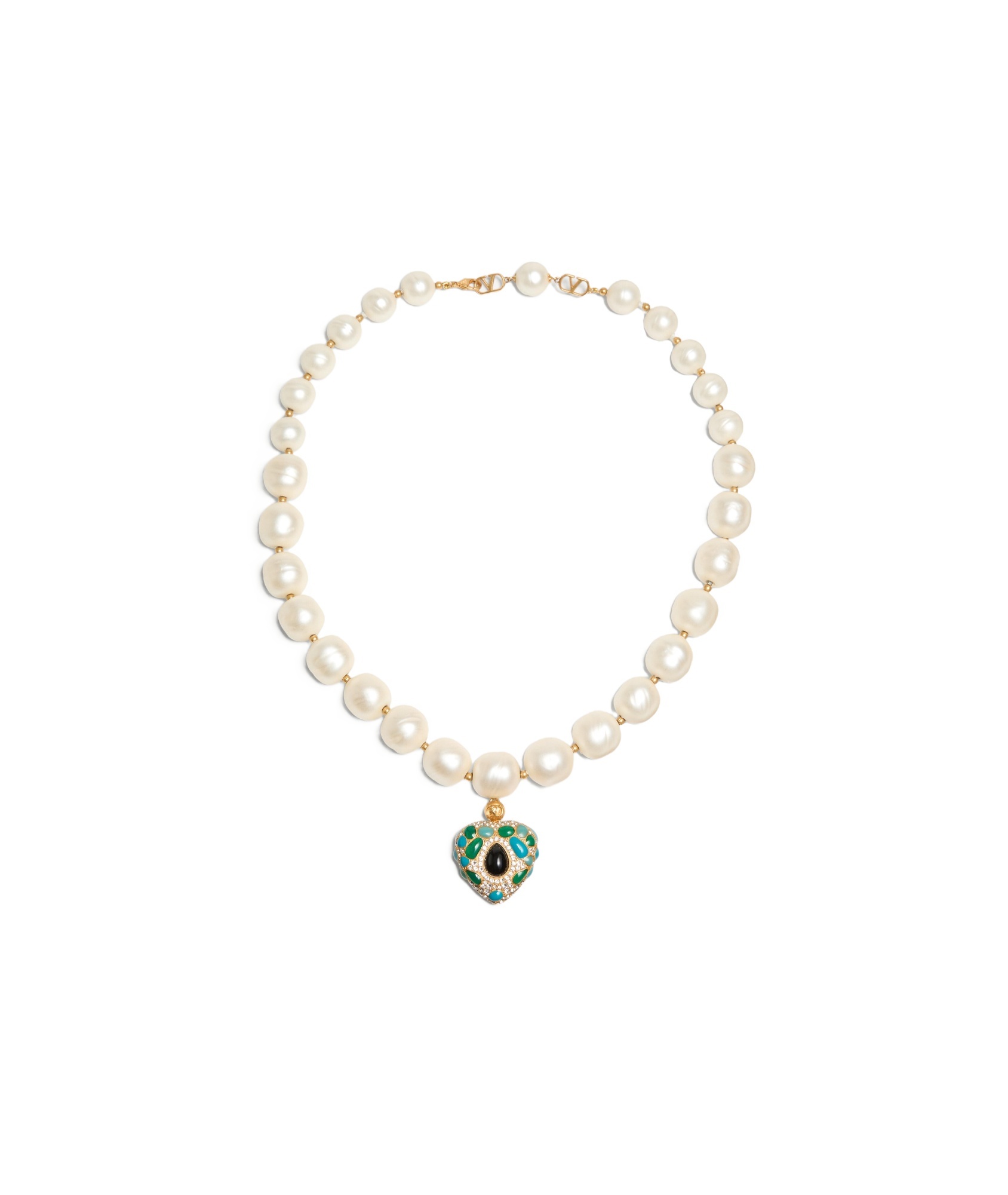 Valentino Coeur Royal Beaded Necklace In Yellow