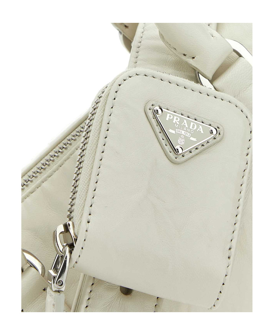 Prada White Leather Small Duffle Bag In White