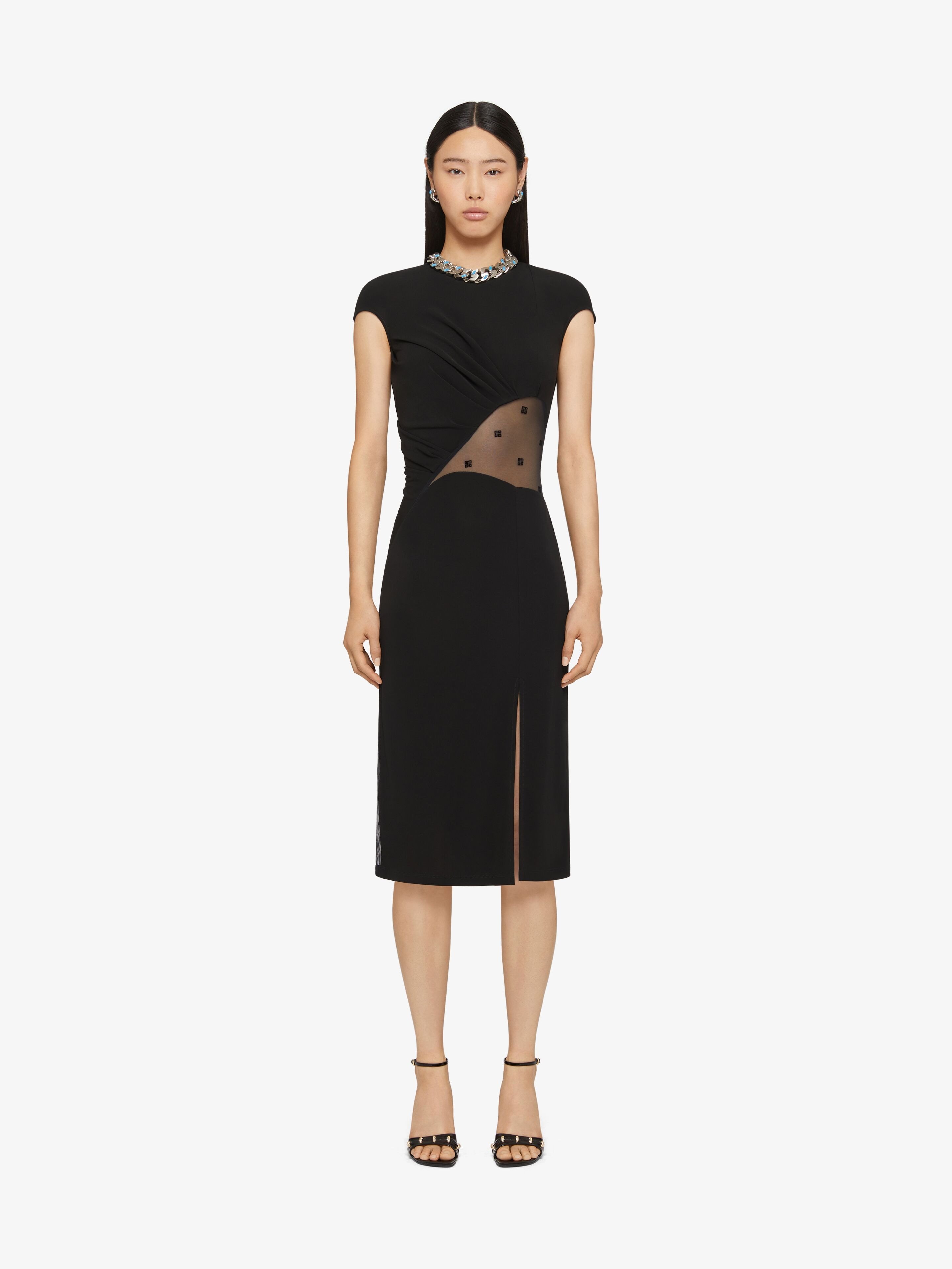 Givenchy Womens Black Semi-sheer Cut-out Woven Midi Dress In Black
