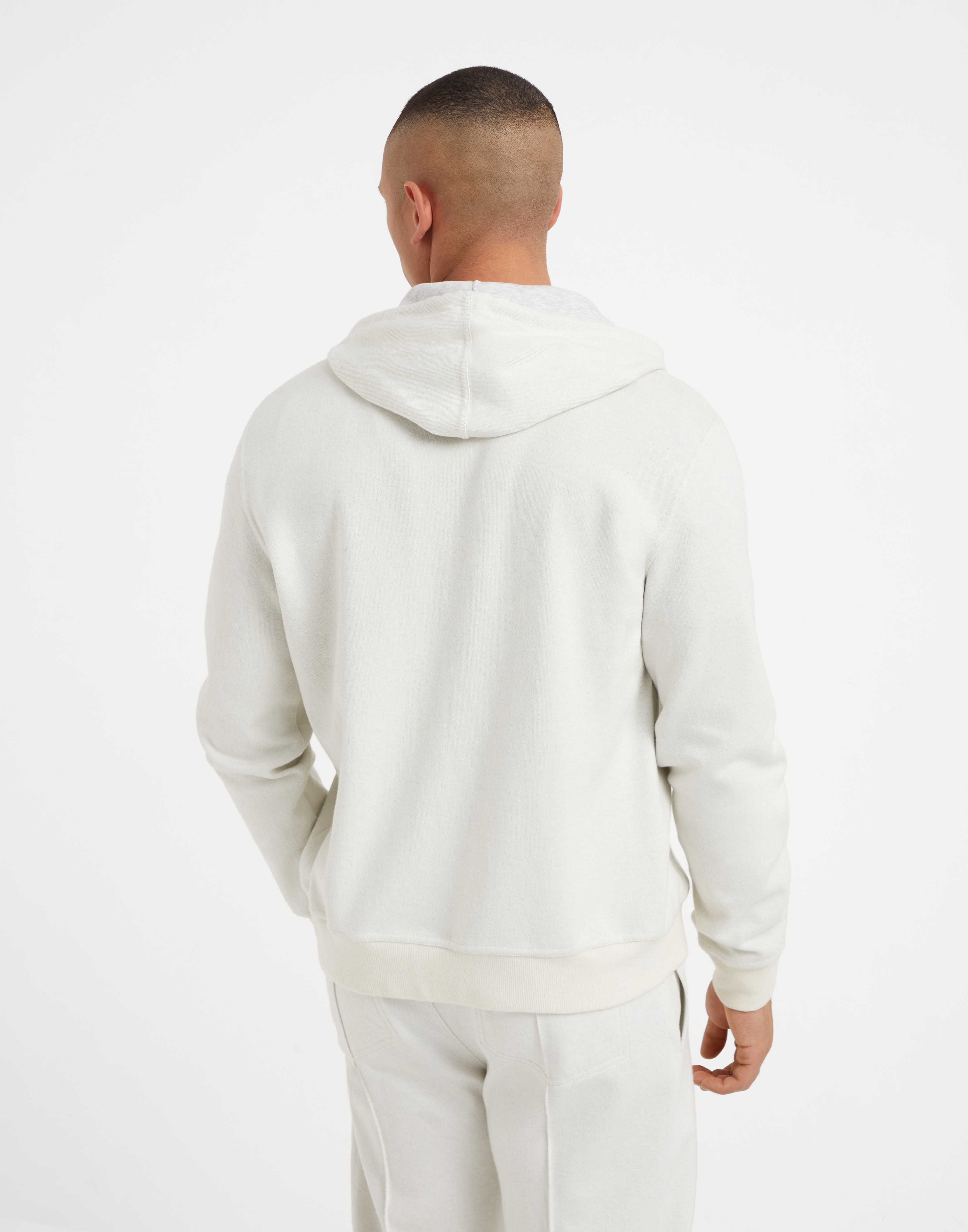 Brunello Cucinelli Cashmere-terry Cotton Zip-up Hoodie In White