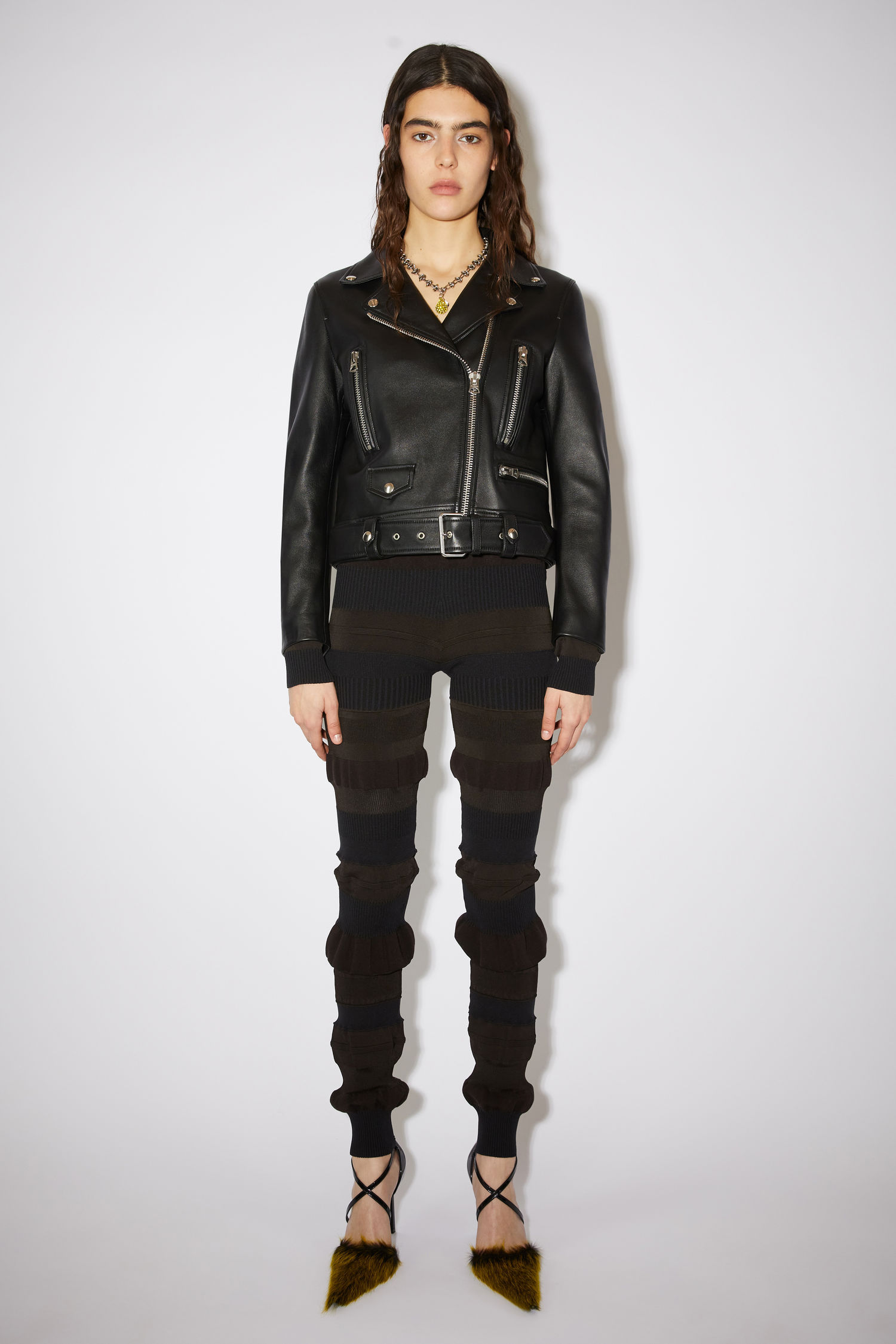 Acne Studios Black Leather Mock Biker Jacket In Black