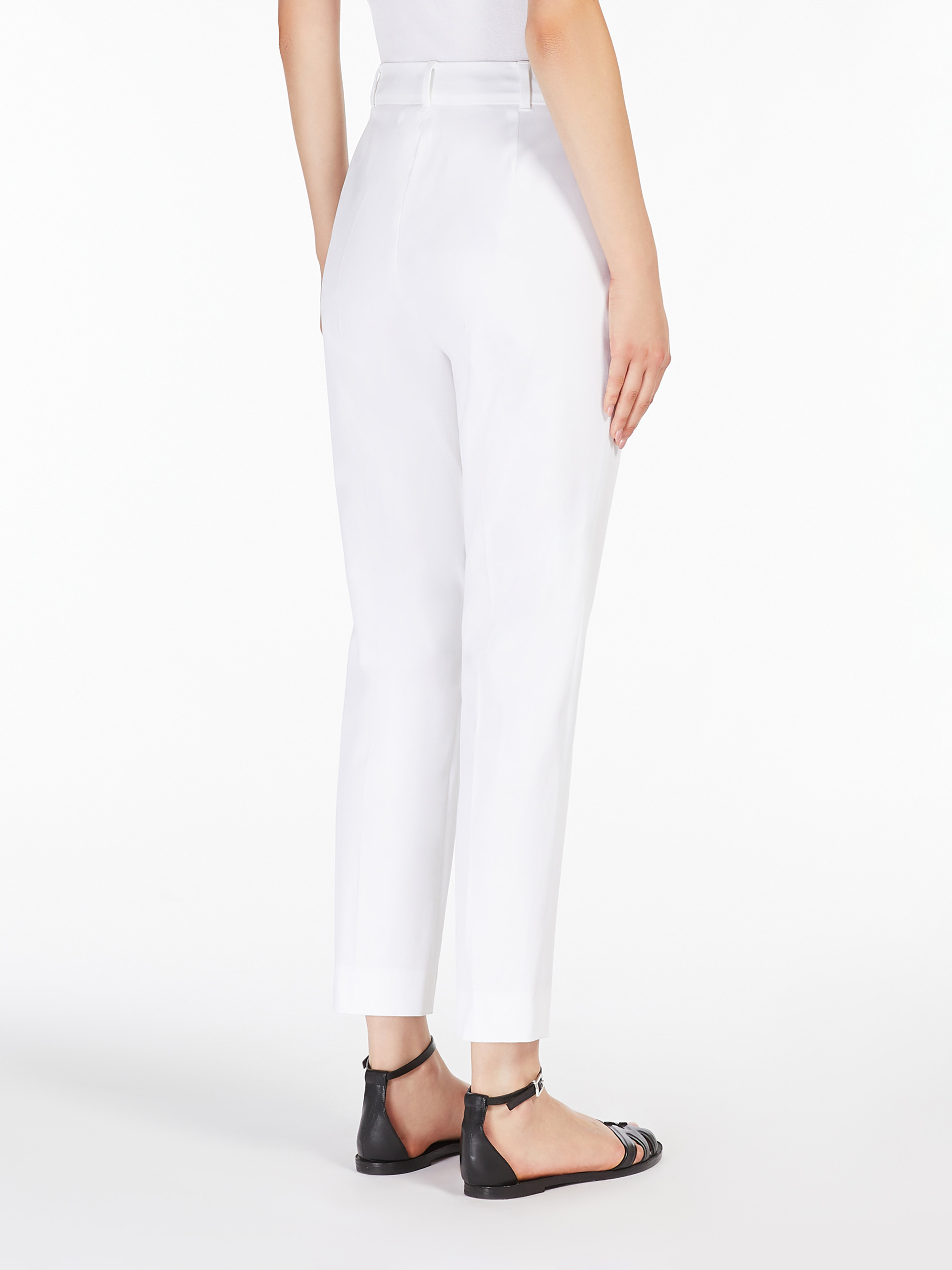 Max Mara Studio High Waist Straight Leg Trousers In White