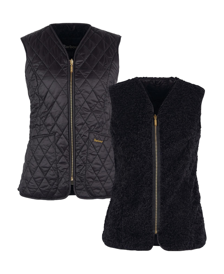 Barbour Logo-embroidered Quilted Reversible Gilet In Black