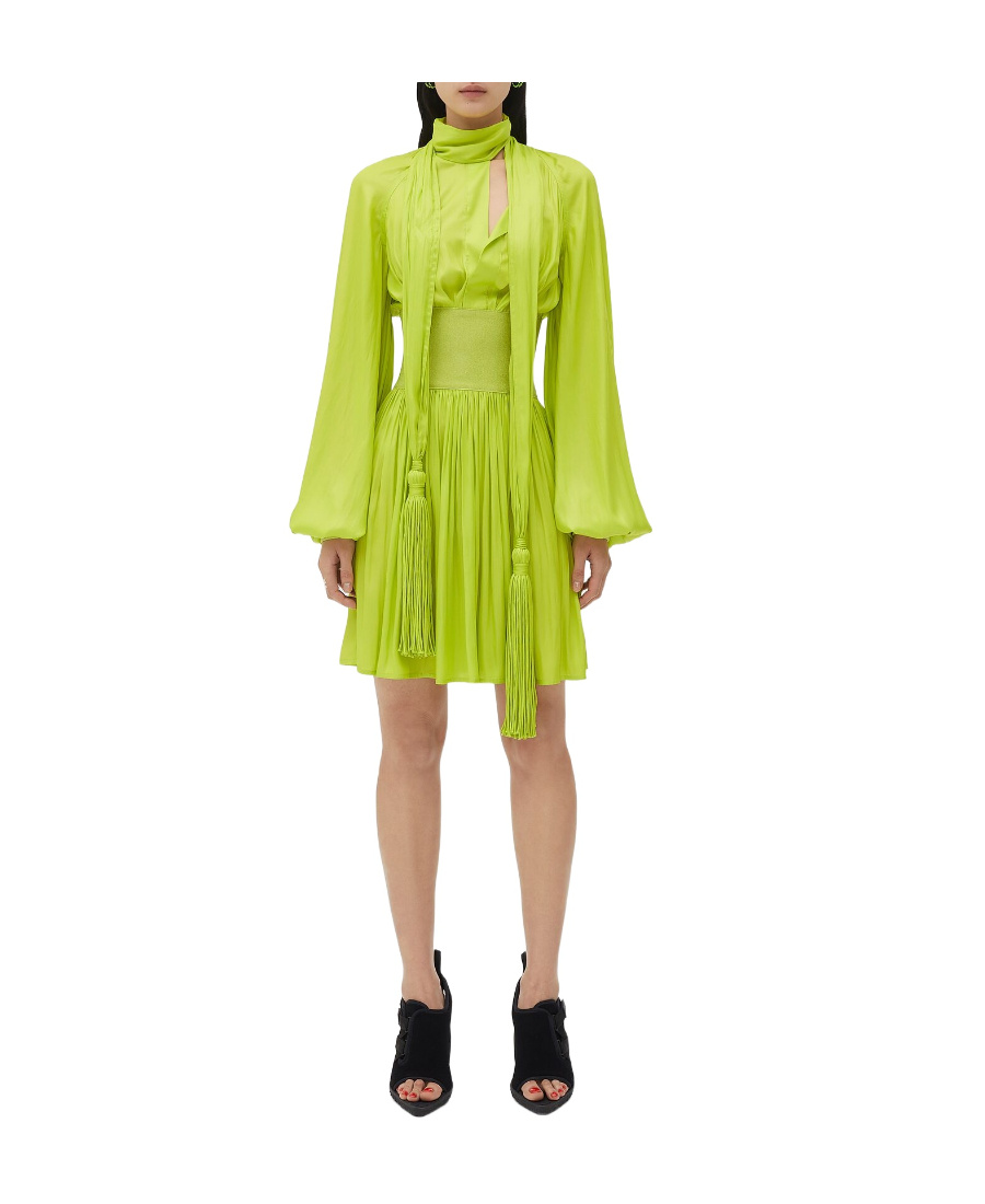 Bottega Veneta Tassel Detail Flared Dress In Green