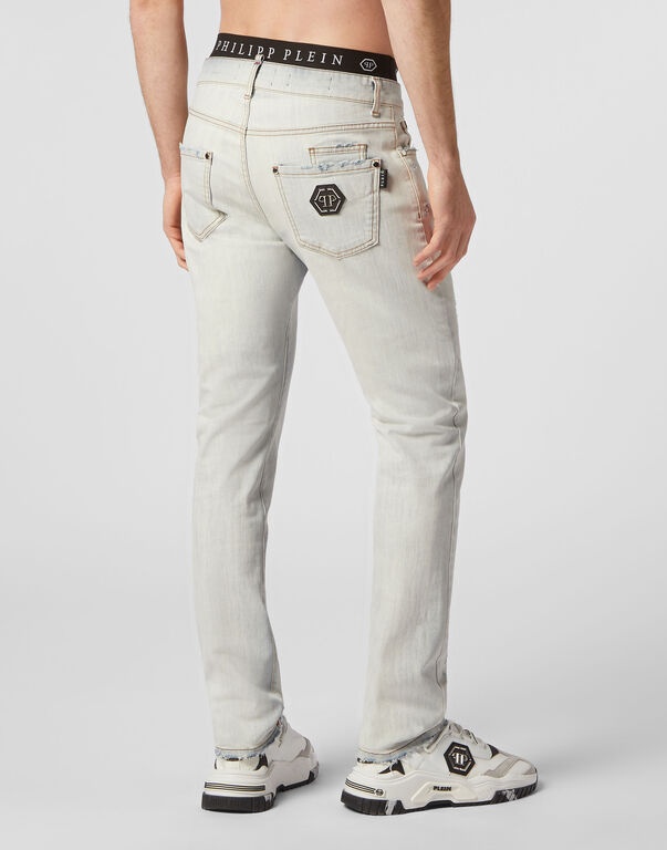 PHILIPP PLEIN LOGO PATCH JEANS PANTS