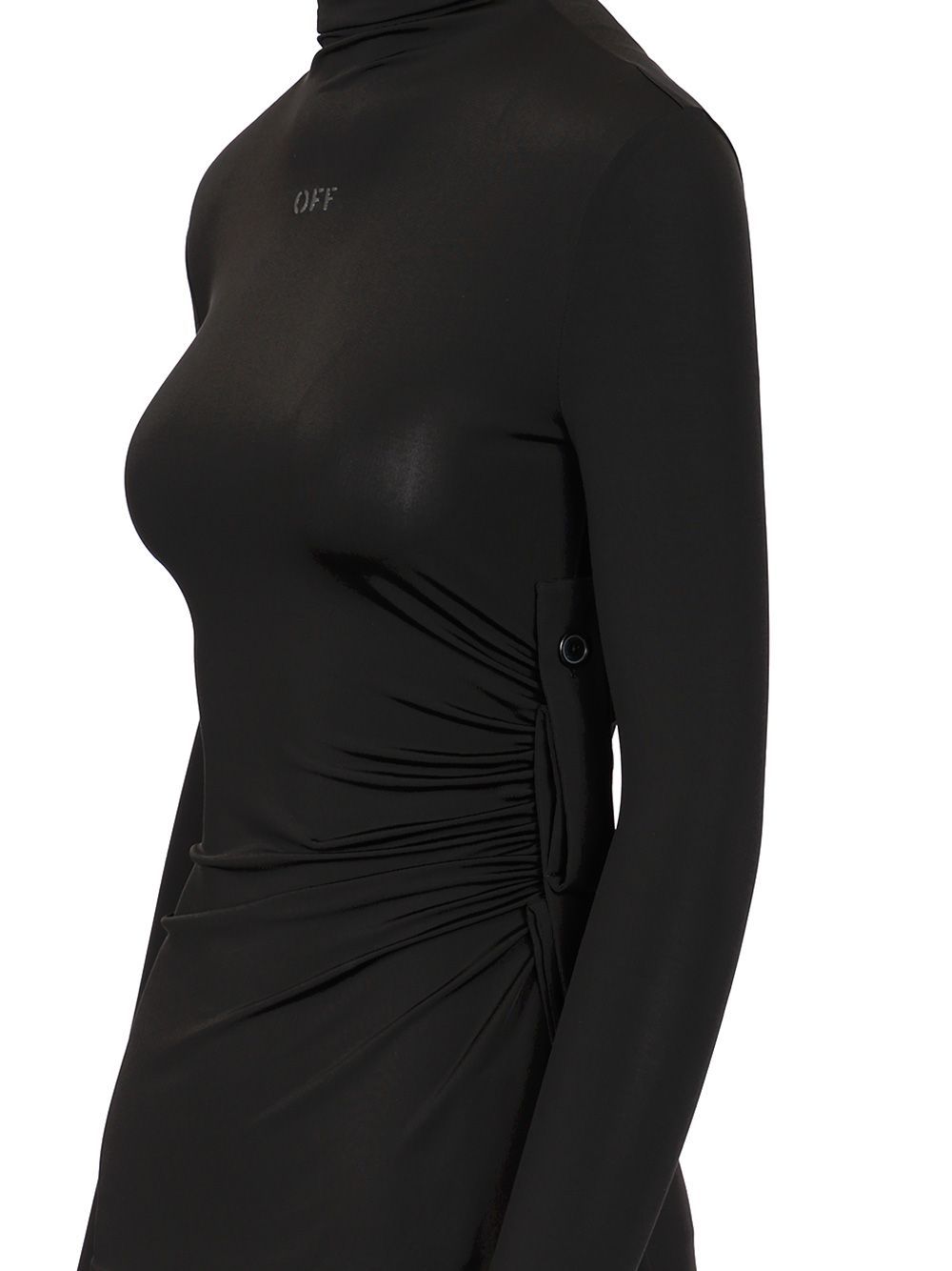 Off-white Stretch Viscose Dress In Black