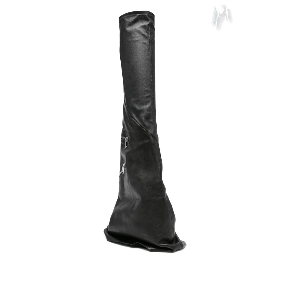 Rick Owens Cargo Fetish Sneaks Calf Leather Knee-high Boots In Black