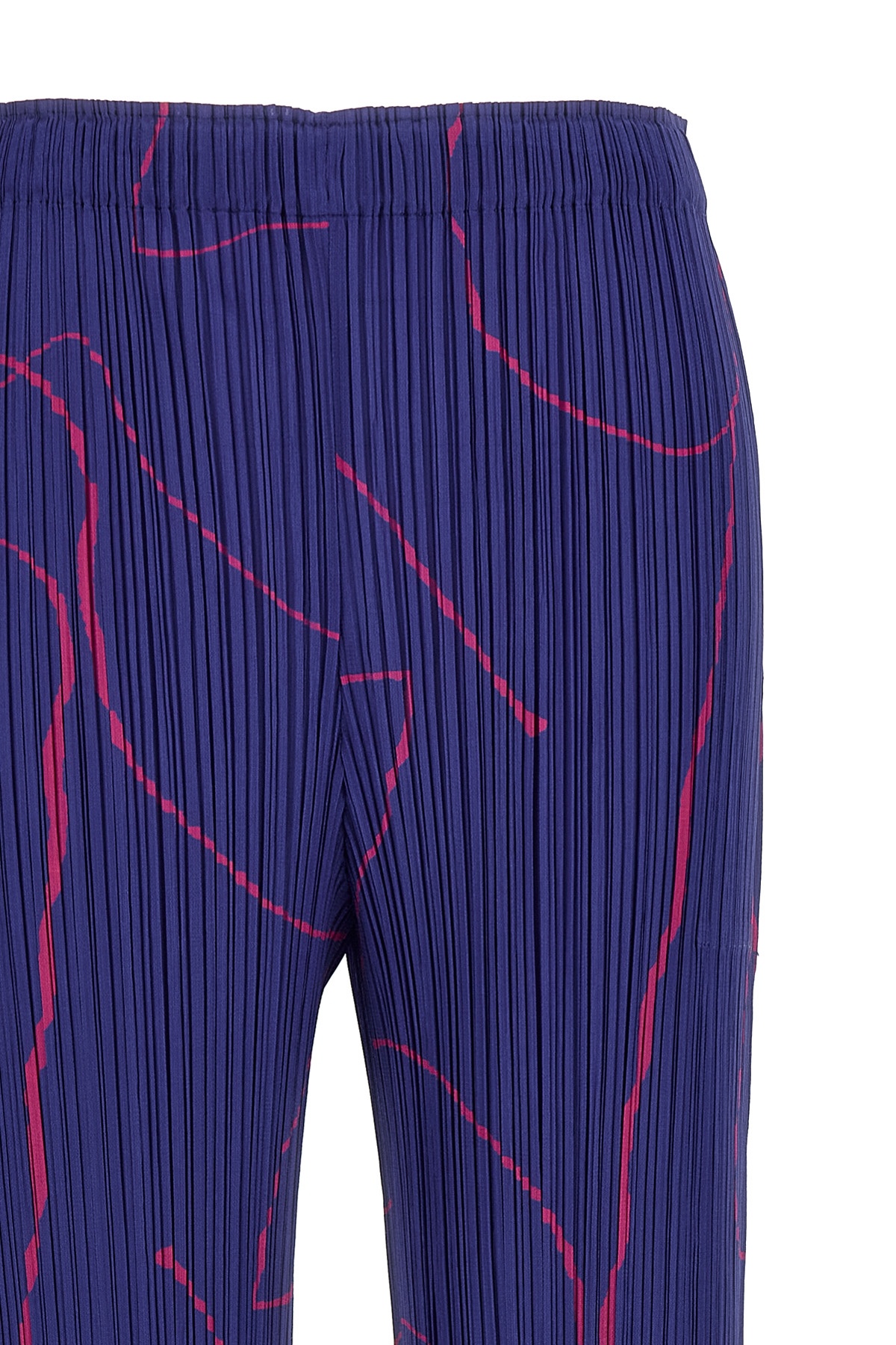 Issey Miyake Abstract Pattern Trousers Elastic Waistband In Blue