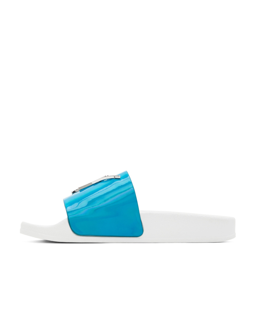 Giuseppe Zanotti Blue & White New Laburela Pool Slides In Blue
