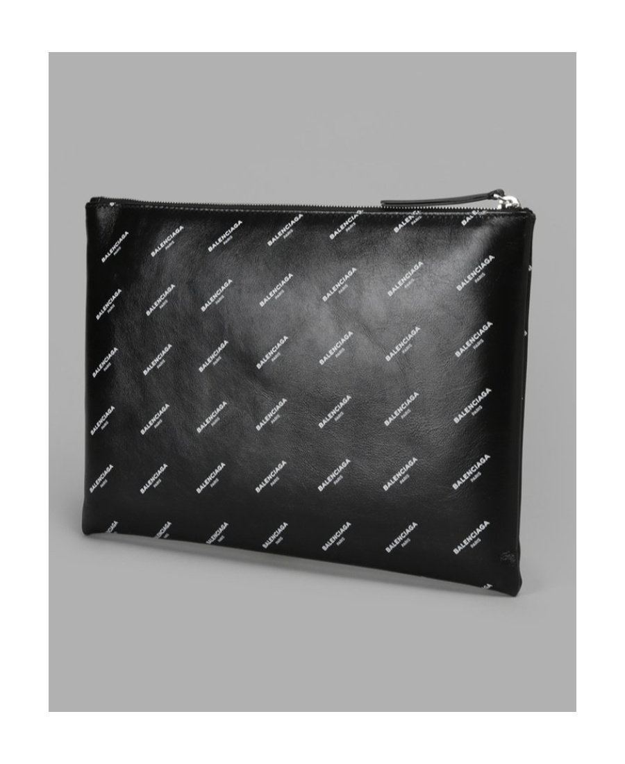 Balenciaga Logo Pattern Handbag In Black