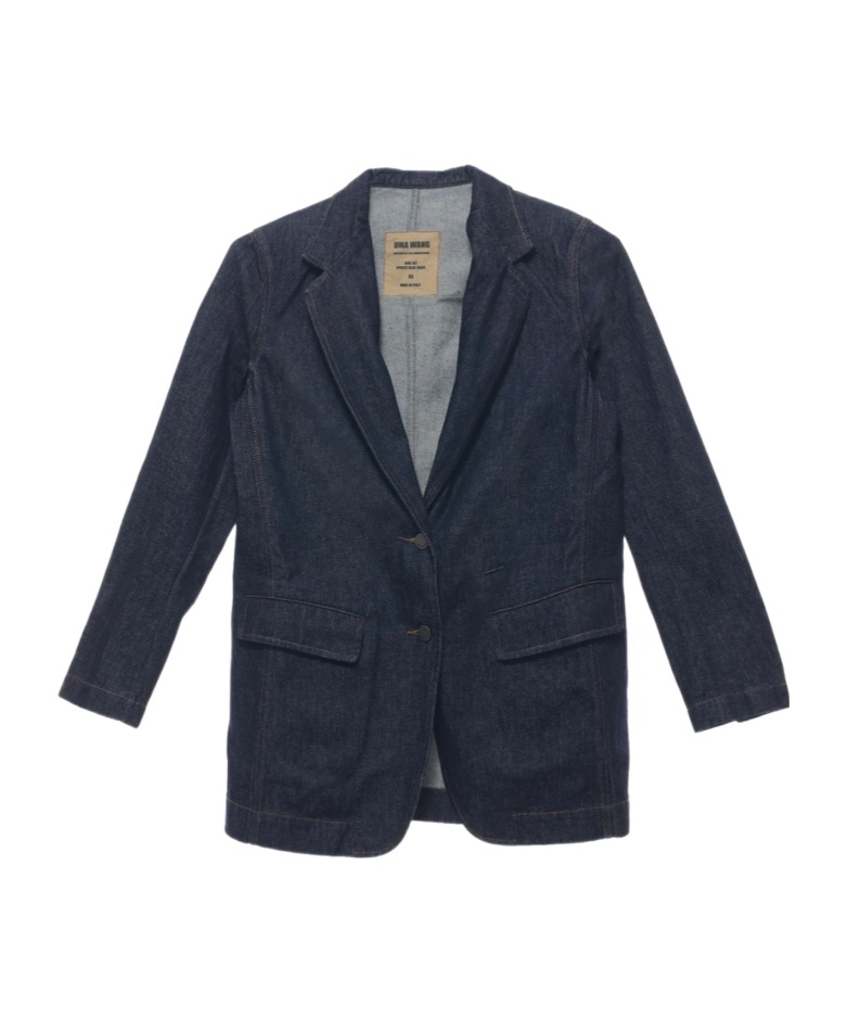 Uma Wang Button-fastening Denim Blazer In Gray
