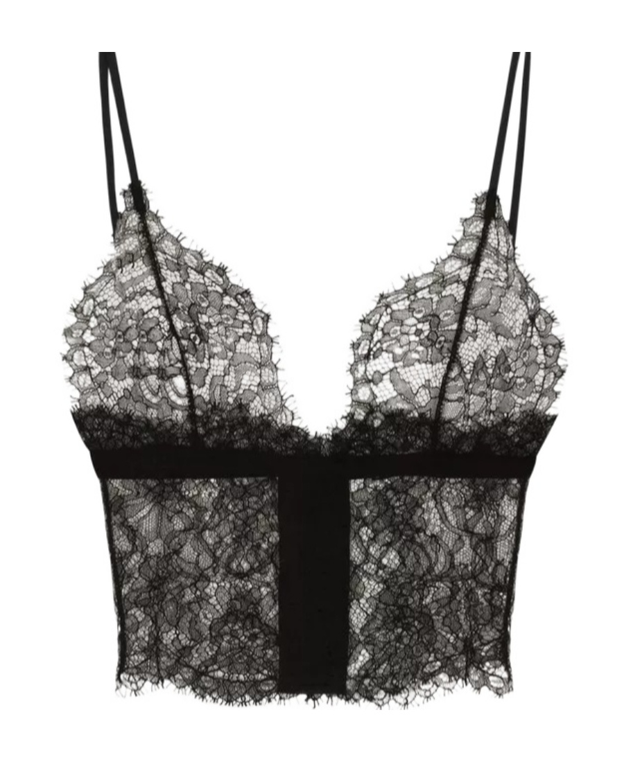 Dolce & Gabbana Triangle Lace Bralette In Black