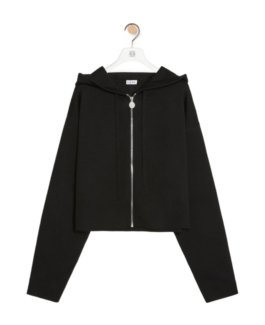 Loewe Anagram Zip-up Hoodie In Black