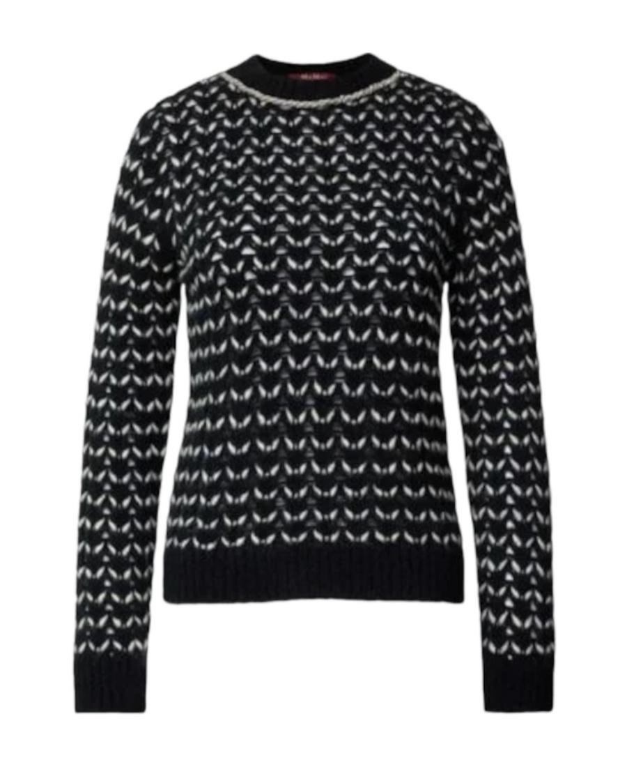 Max Mara Long-sleeved Round Neck Sweater In Black